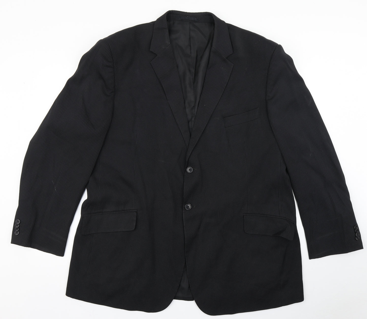 F&F Mens Black Striped Polyester Jacket Blazer Size 50