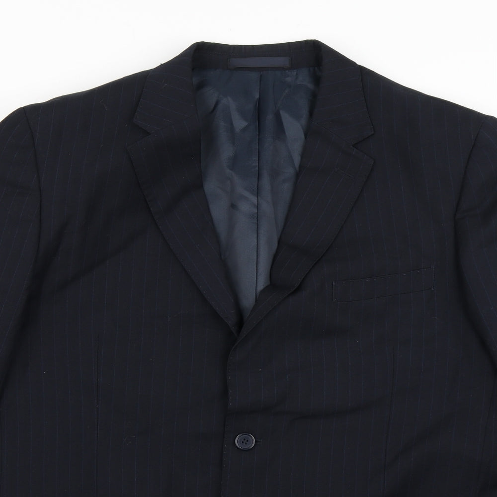 Butler and Webb Mens Black Striped Polyester Jacket Blazer Size 44