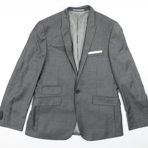 Burton Mens Grey Plaid Polyester Jacket Blazer Size 38