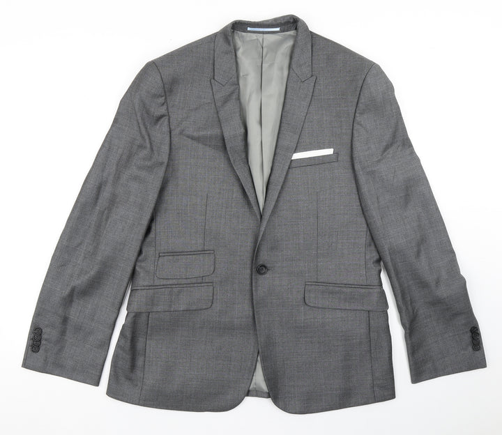 Burton Mens Grey Plaid Polyester Jacket Blazer Size 38