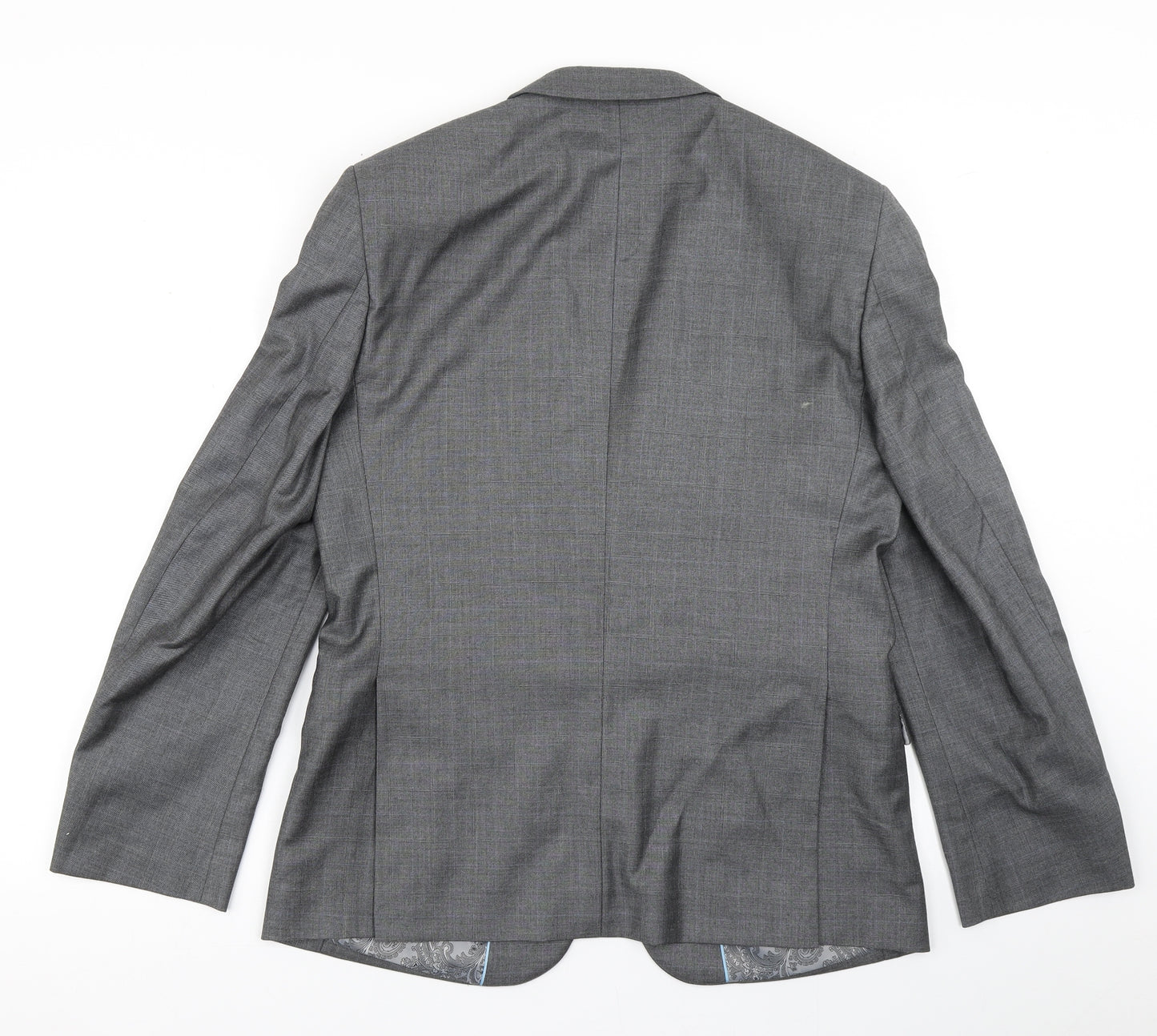 Burton Mens Grey Plaid Polyester Jacket Blazer Size 38