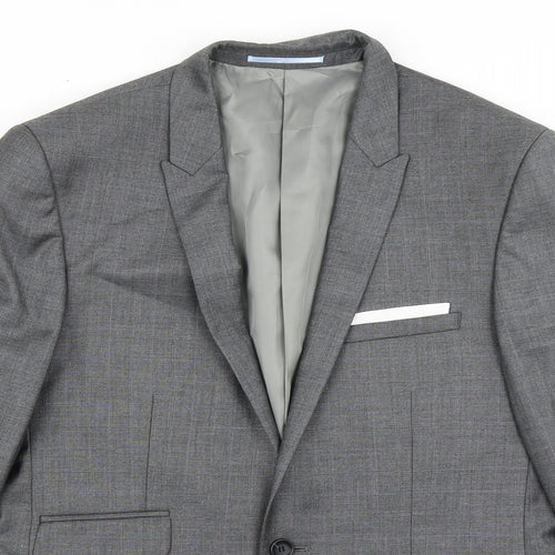 Burton Mens Grey Plaid Polyester Jacket Blazer Size 38