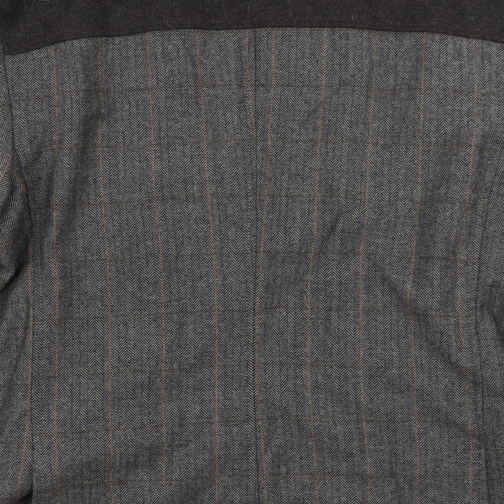 NEXT Mens Brown Herringbone Wool Jacket Blazer Size 46   - Elbow Patches