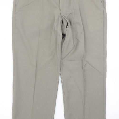 Marks & Spencer Mens Brown  Polyester Dress Pants Trousers Size 34 in L29 in Regular Hook & Eye