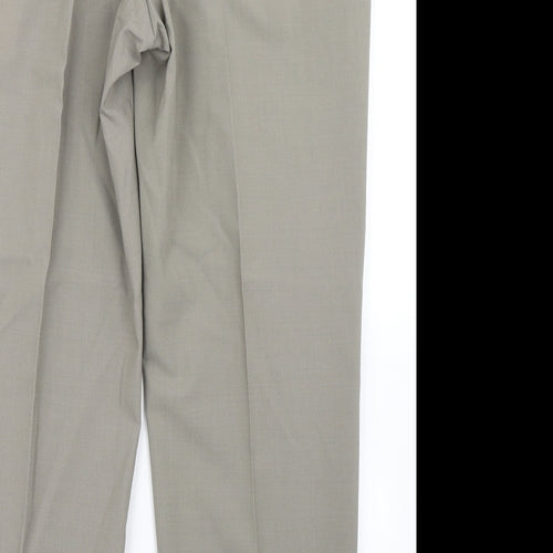 Marks & Spencer Mens Brown  Polyester Dress Pants Trousers Size 34 in L29 in Regular Hook & Eye