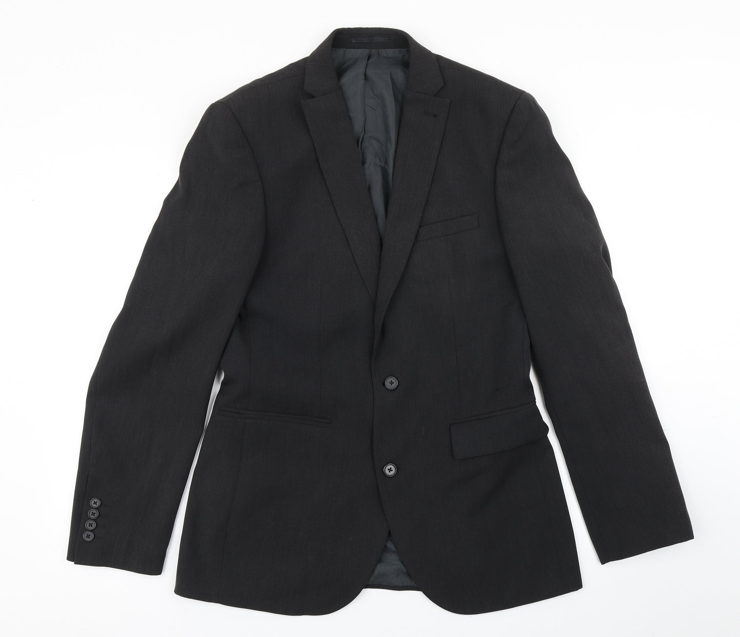 Fellini Mens Black  Polyester Jacket Blazer Size 38