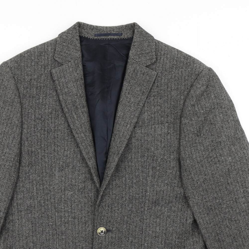 River Island Mens Brown Herringbone Wool Jacket Blazer Size 38