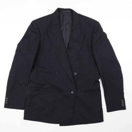 The Burton Collection Mens Blue Striped Wool Jacket Blazer Size 38