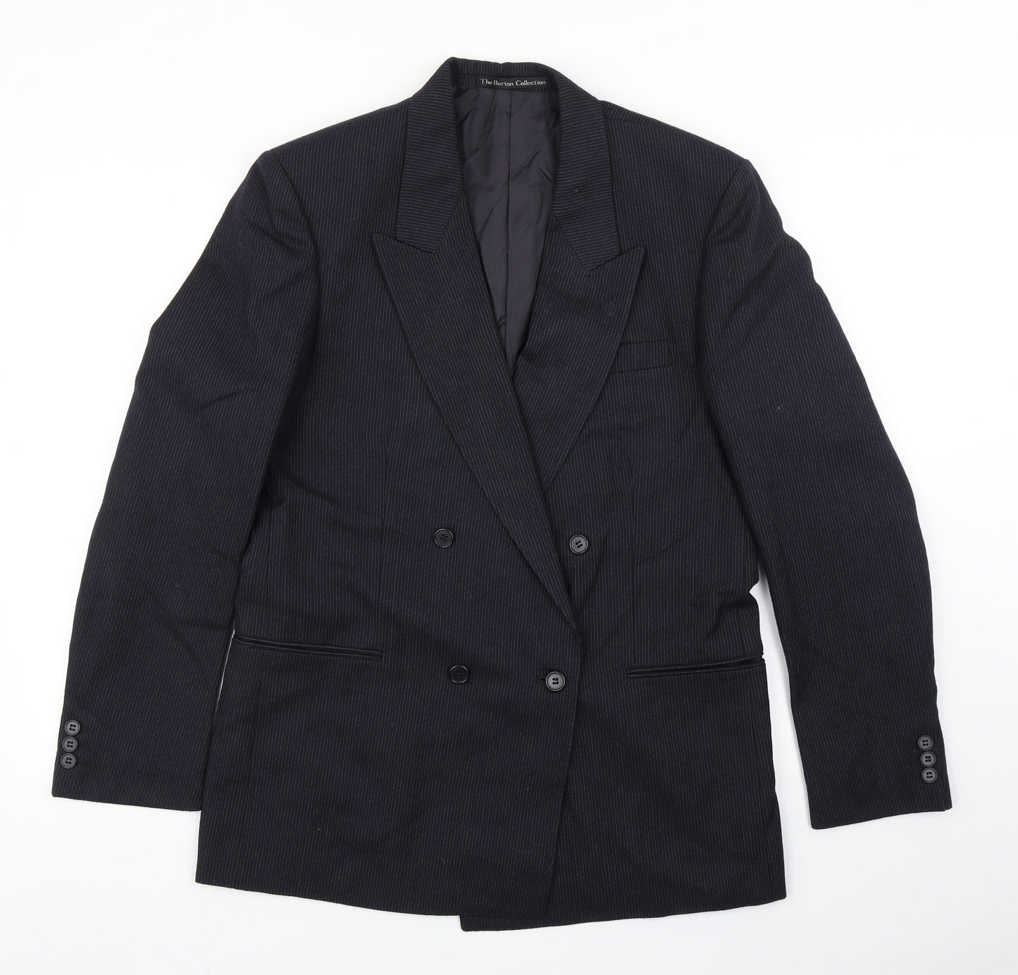 The Burton Collection Mens Blue Striped Wool Jacket Blazer Size 38