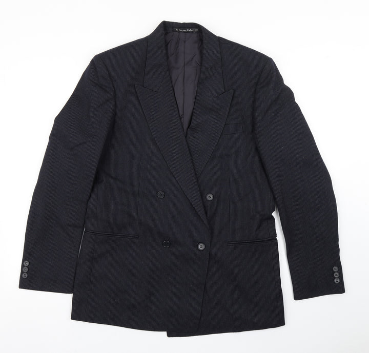 The Burton Collection Mens Blue Striped Wool Jacket Blazer Size 38