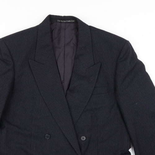 The Burton Collection Mens Blue Striped Wool Jacket Blazer Size 38