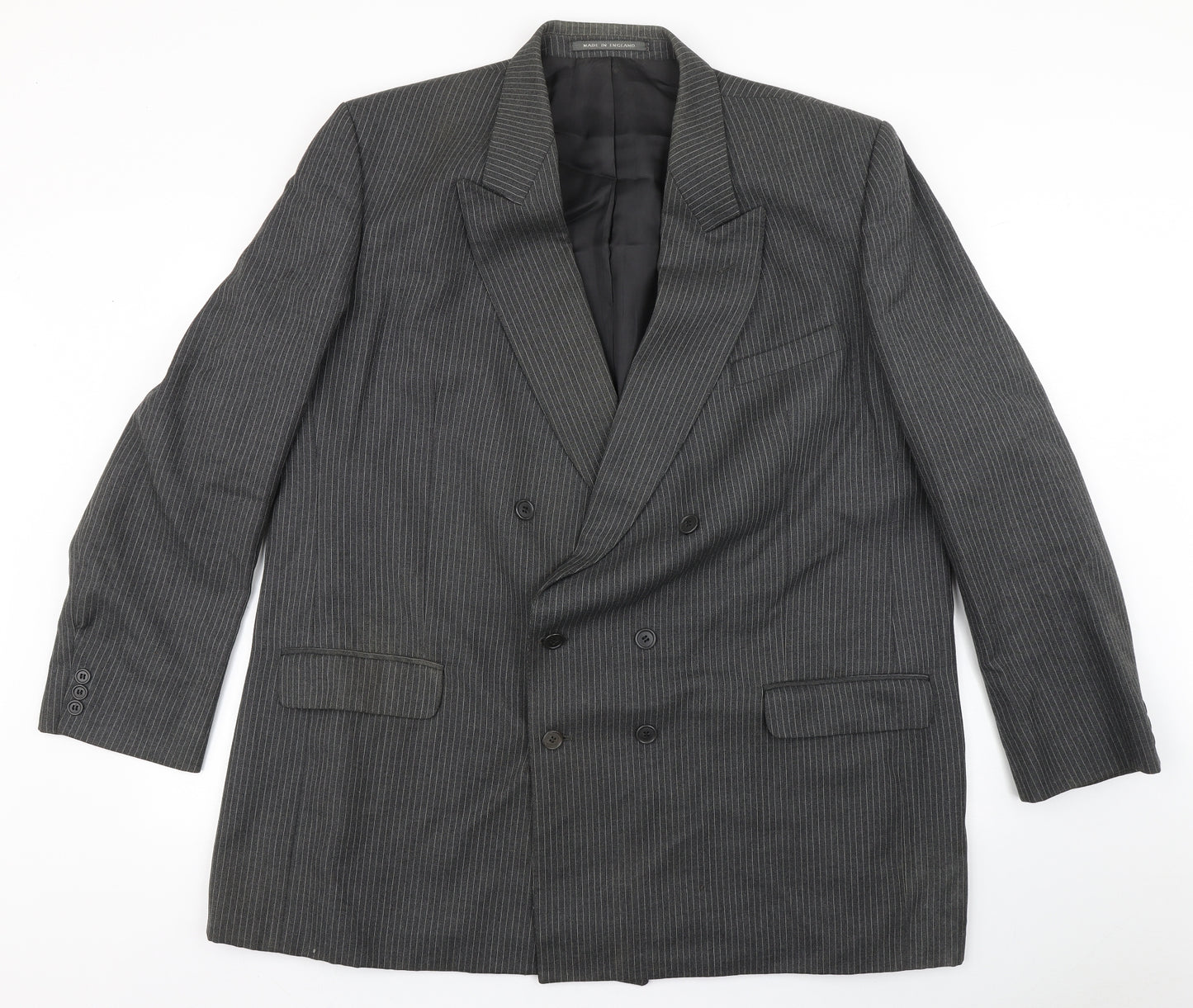 Burtons Mens Grey Striped Wool Jacket Blazer Size 48