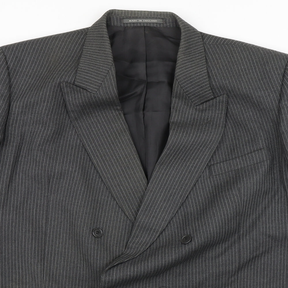 Burtons Mens Grey Striped Wool Jacket Blazer Size 48