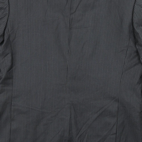 Burton Mens Grey Striped Polyester Jacket Blazer Size 42   - Tailored Fit