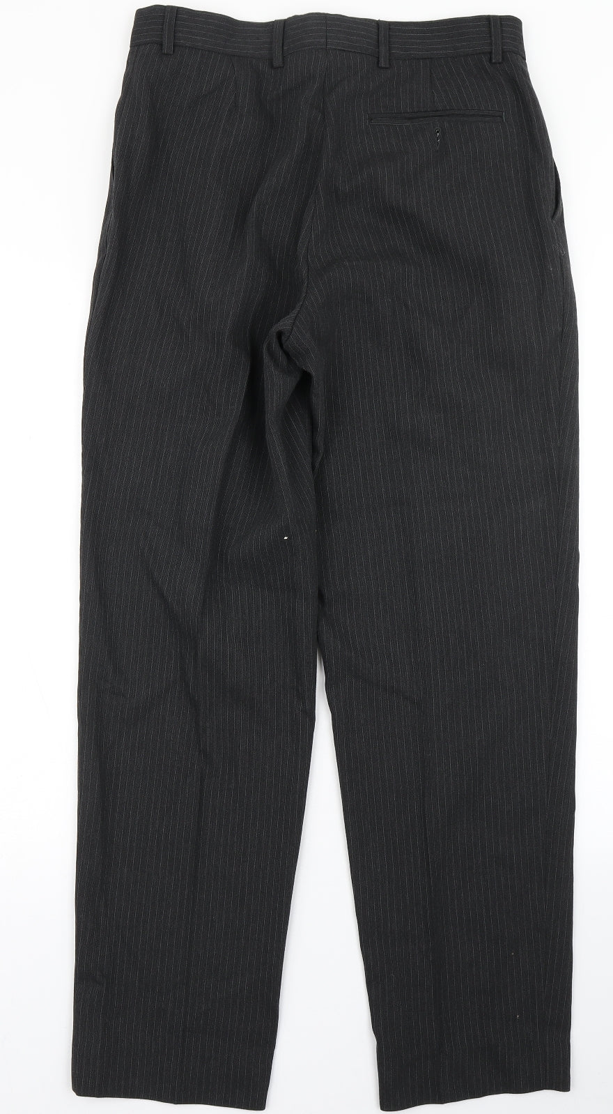Jonathon Adams Mens Black Striped Polyester Dress Pants Trousers Size 32 in L29 in Regular Hook & Eye