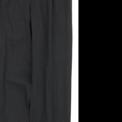 Jonathon Adams Mens Black Striped Polyester Dress Pants Trousers Size 32 in L29 in Regular Hook & Eye