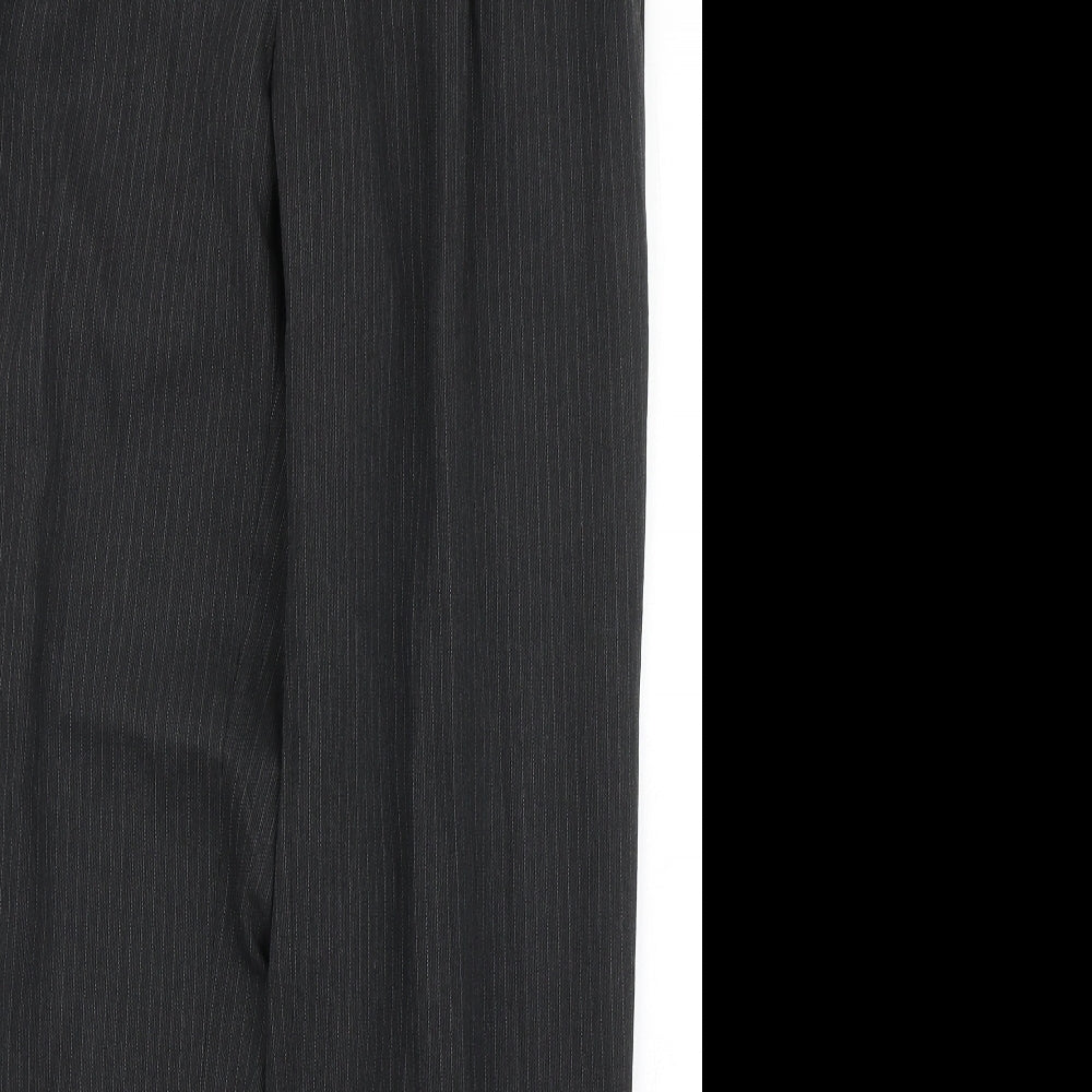 Jonathon Adams Mens Black Striped Polyester Dress Pants Trousers Size 32 in L29 in Regular Hook & Eye