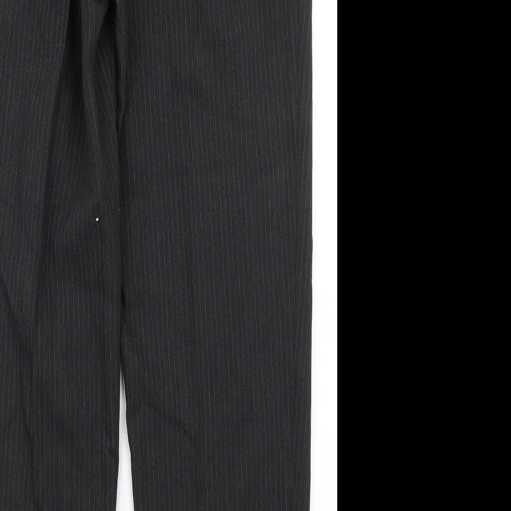 Jonathon Adams Mens Black Striped Polyester Dress Pants Trousers Size 32 in L29 in Regular Hook & Eye