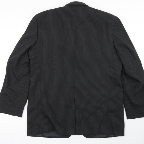 Jonathon Adams Mens Black Striped Polyester Jacket Blazer Size 42