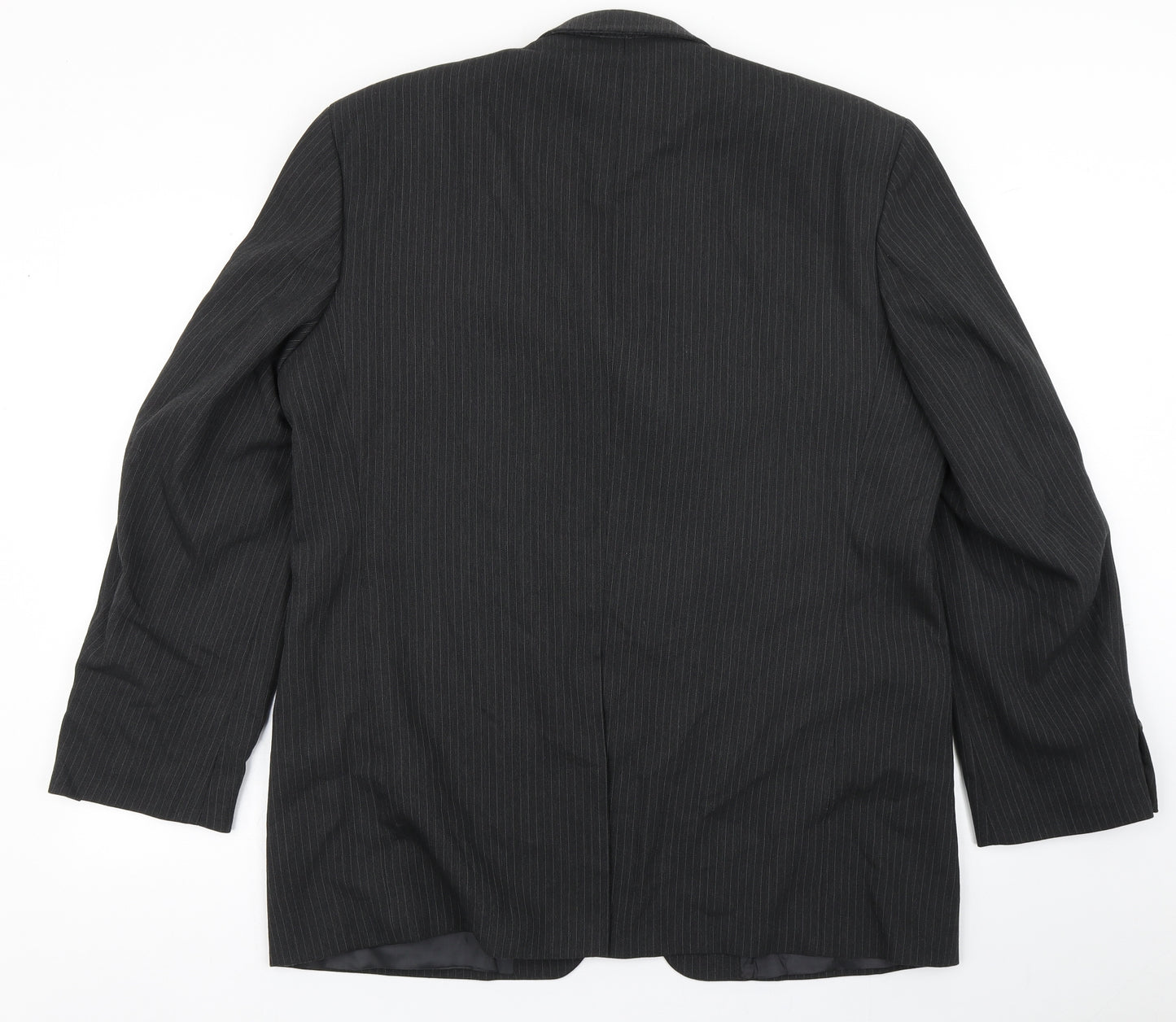 Jonathon Adams Mens Black Striped Polyester Jacket Blazer Size 42