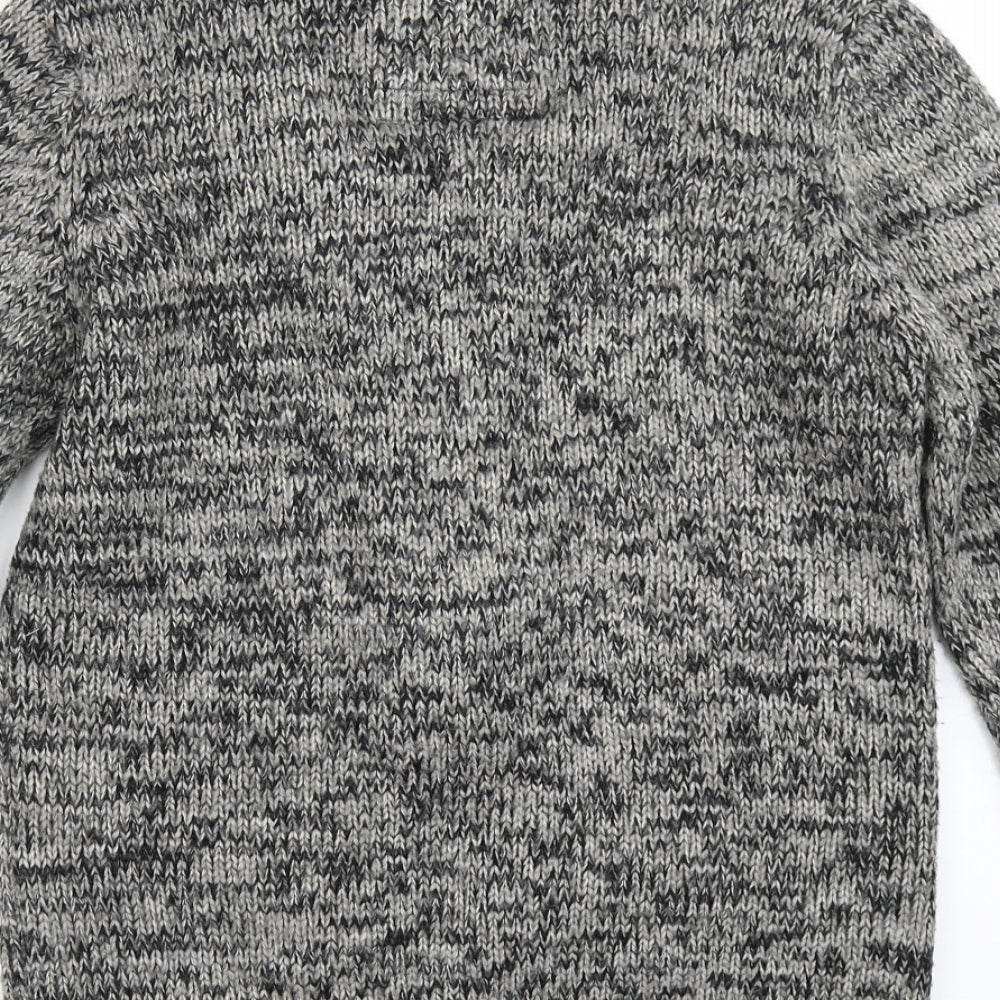 Crafted Mens Grey Collared  Acrylic Cardigan Jumper Size S