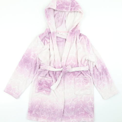 Matalan Girls Purple Spotted Polyester Top Robe Size 11 Years  Tie - Ombre
