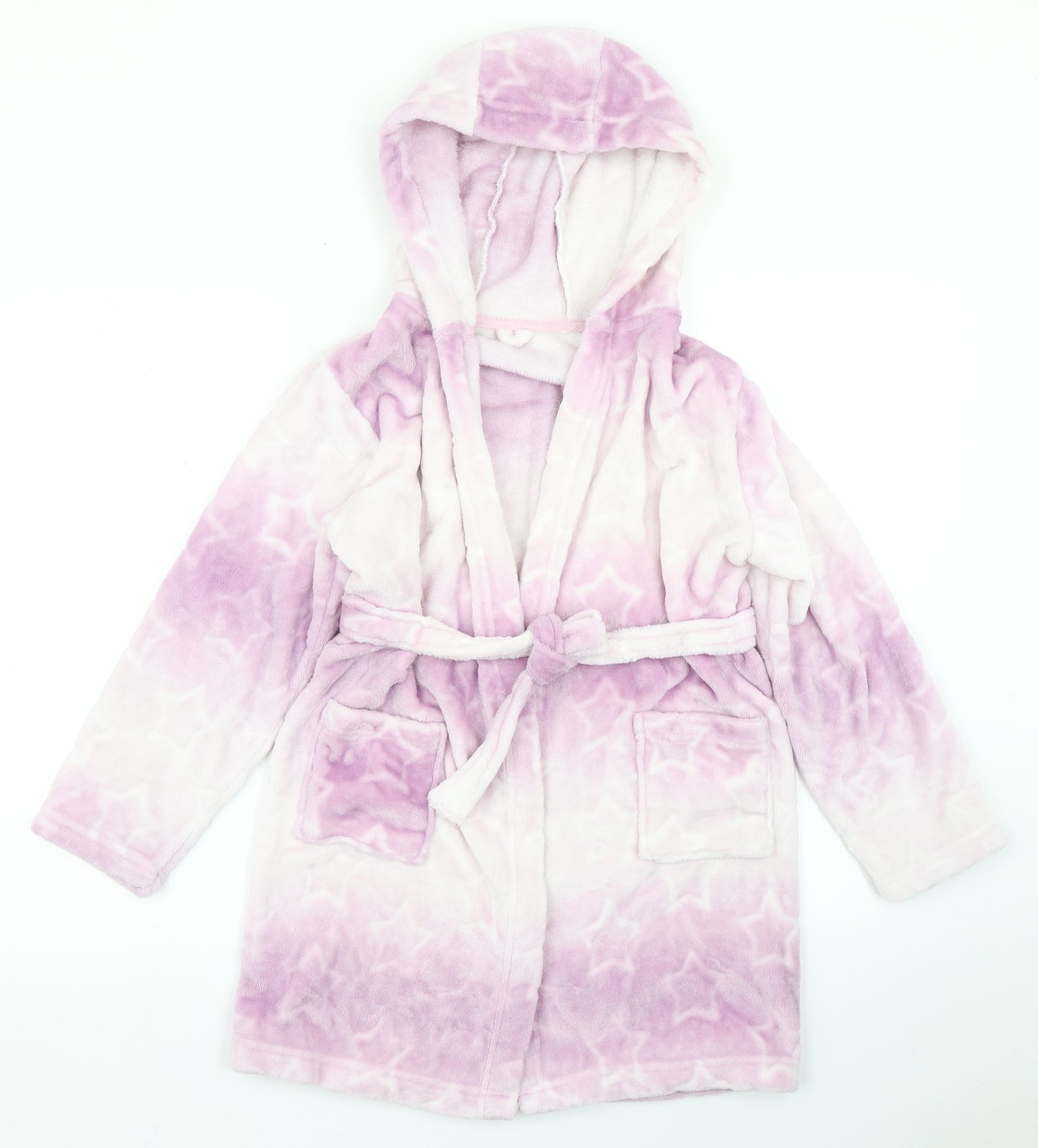 Matalan Girls Purple Spotted Polyester Top Robe Size 11 Years  Tie - Ombre