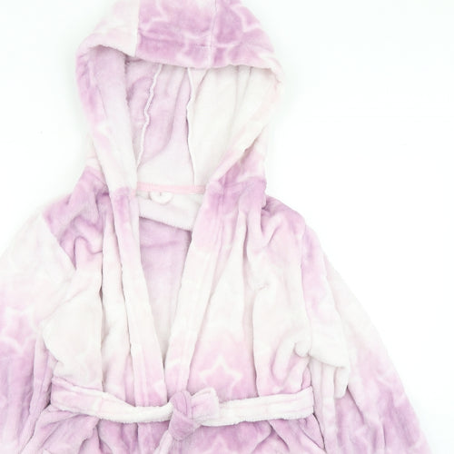 Matalan Girls Purple Spotted Polyester Top Robe Size 11 Years  Tie - Ombre