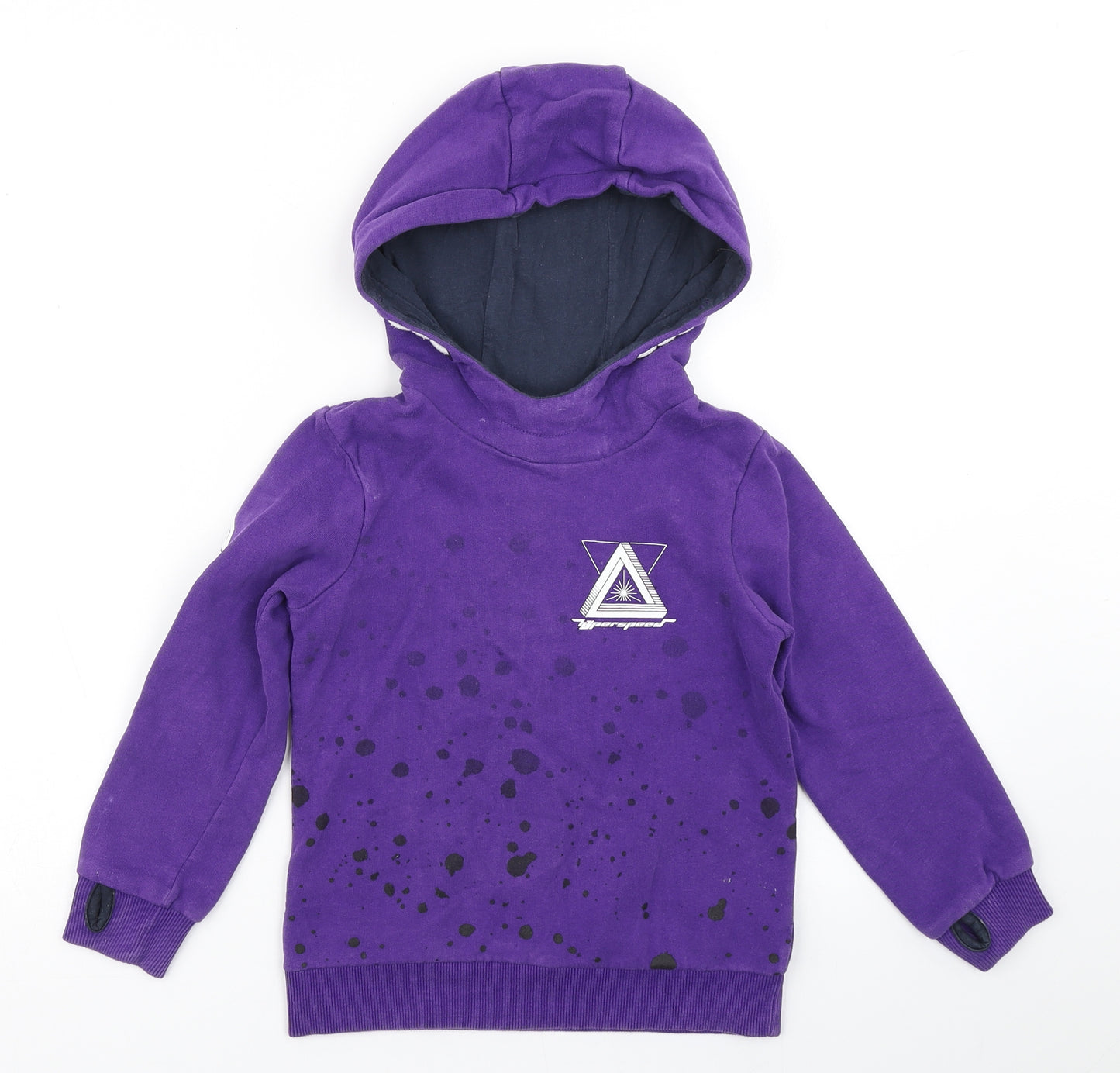 Nutmeg Boys Purple Polka Dot Cotton Pullover Hoodie Size 5-6 Years