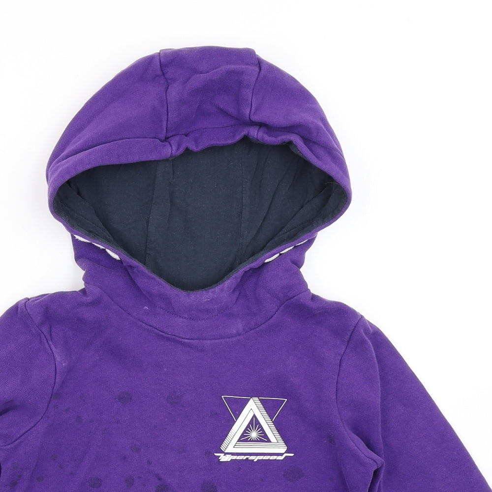 Nutmeg Boys Purple Polka Dot Cotton Pullover Hoodie Size 5-6 Years