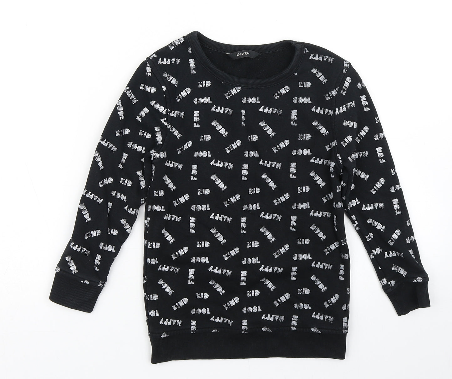 George Boys Black Spotted Cotton Pullover Sweatshirt Size 5-6 Years