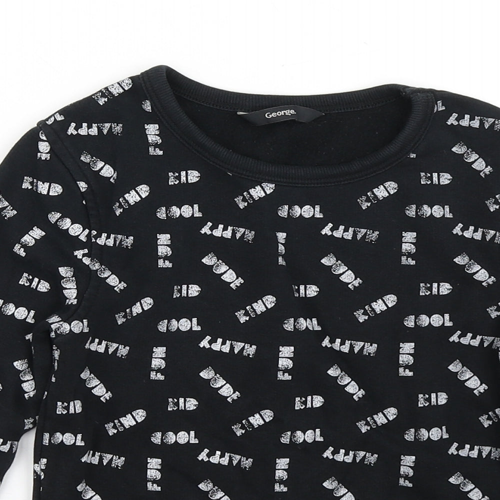 George Boys Black Spotted Cotton Pullover Sweatshirt Size 5-6 Years