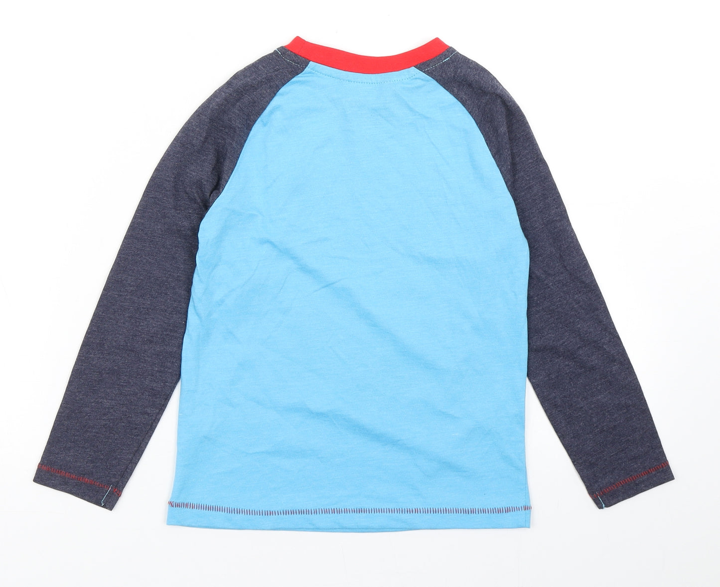 George Boys Blue Colourblock Cotton Basic T-Shirt Size 5-6 Years Crew Neck  - Pudsey Bear