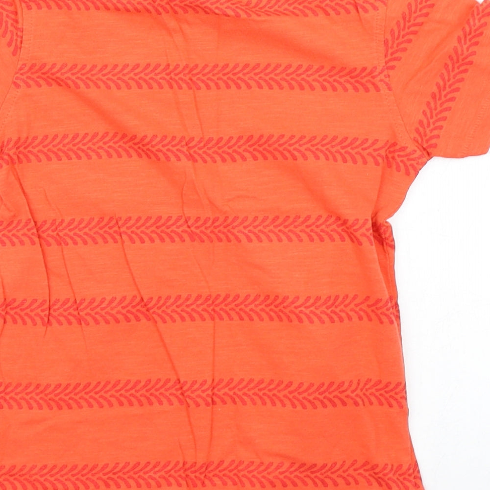 George Boys Orange Striped Cotton Basic T-Shirt Size 5-6 Years Crew Neck  - Tractor, Digger