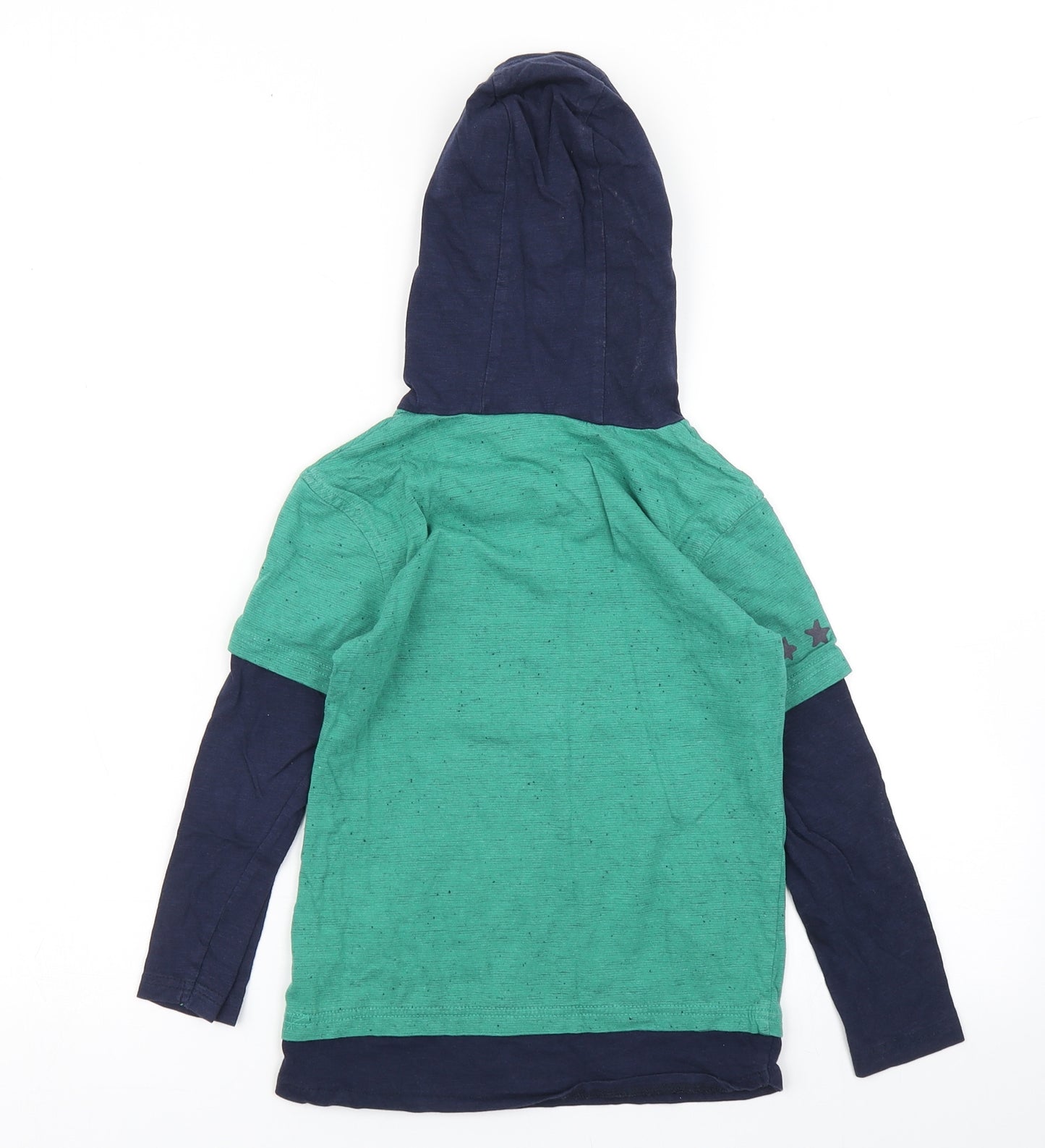 George Boys Green Colourblock Cotton Basic T-Shirt Size 5-6 Years Crew Neck