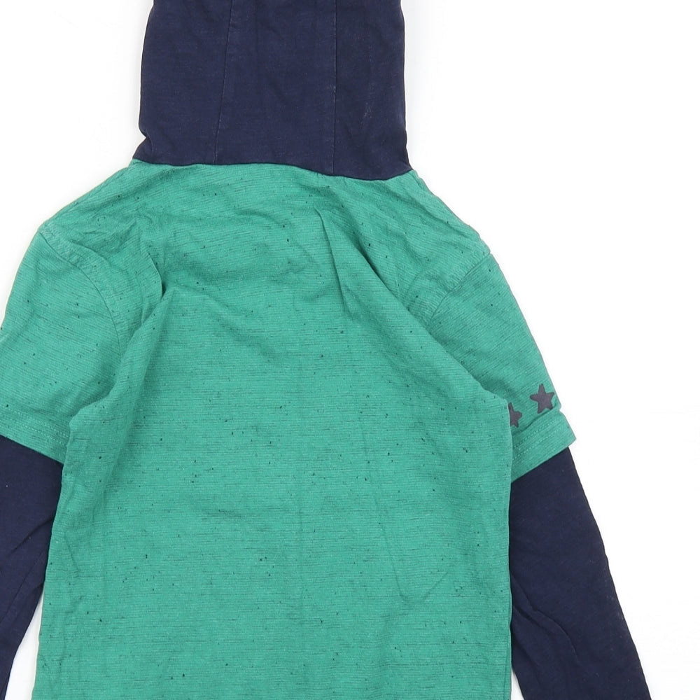 George Boys Green Colourblock Cotton Basic T-Shirt Size 5-6 Years Crew Neck