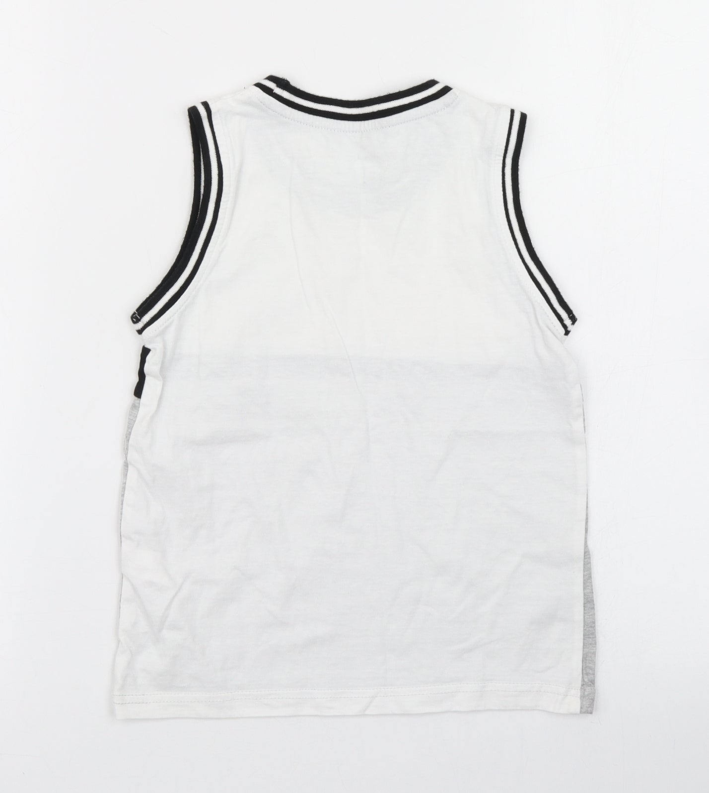 George Boys Grey Colourblock Cotton Basic Tank Size 5-6 Years Crew Neck