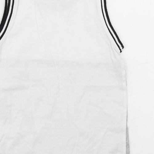 George Boys Grey Colourblock Cotton Basic Tank Size 5-6 Years Crew Neck