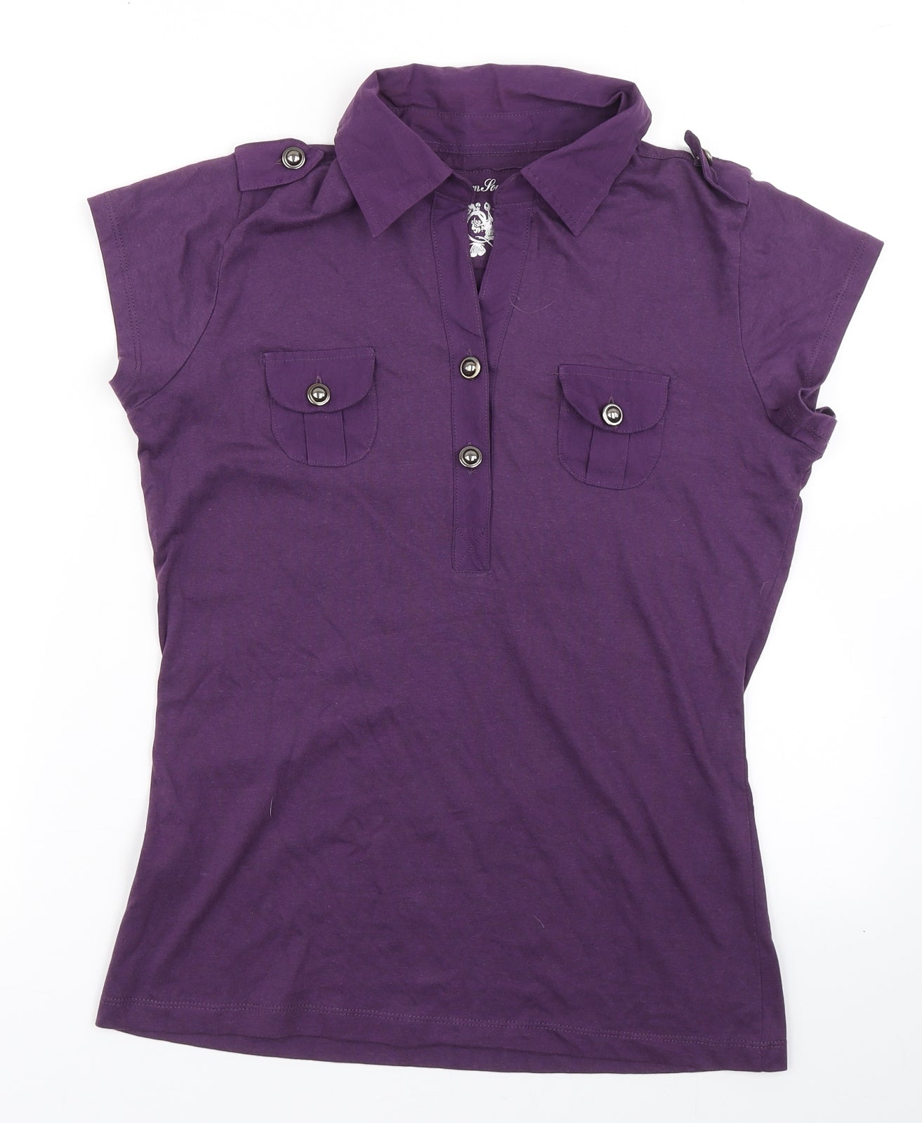 Urban Soul Princess Womens Purple  Cotton Basic Polo Size 12 Collared - Chest Pocket