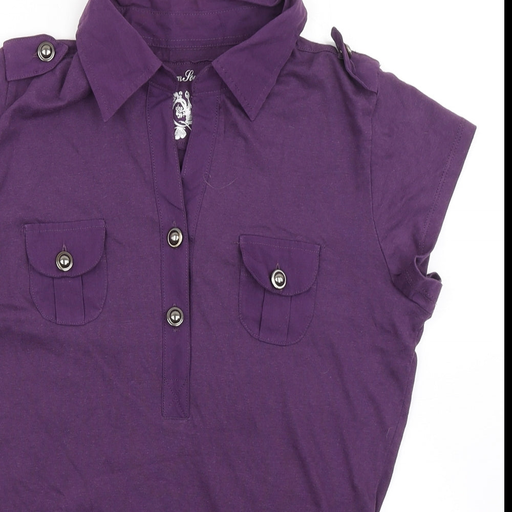 Urban Soul Princess Womens Purple  Cotton Basic Polo Size 12 Collared - Chest Pocket