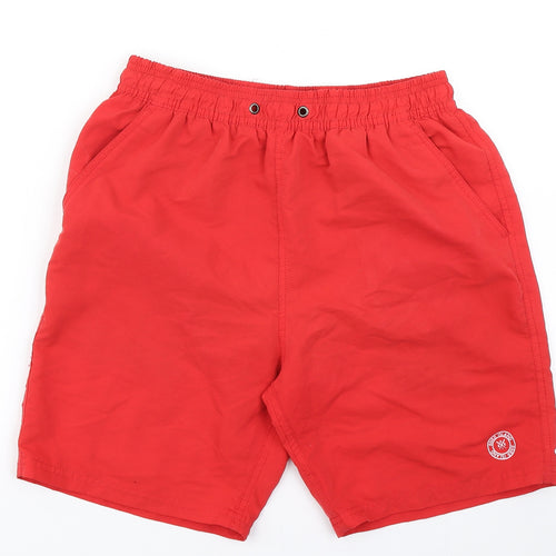 River Island Mens Red  Polyester Athletic Shorts Size S L6 in Regular Drawstring