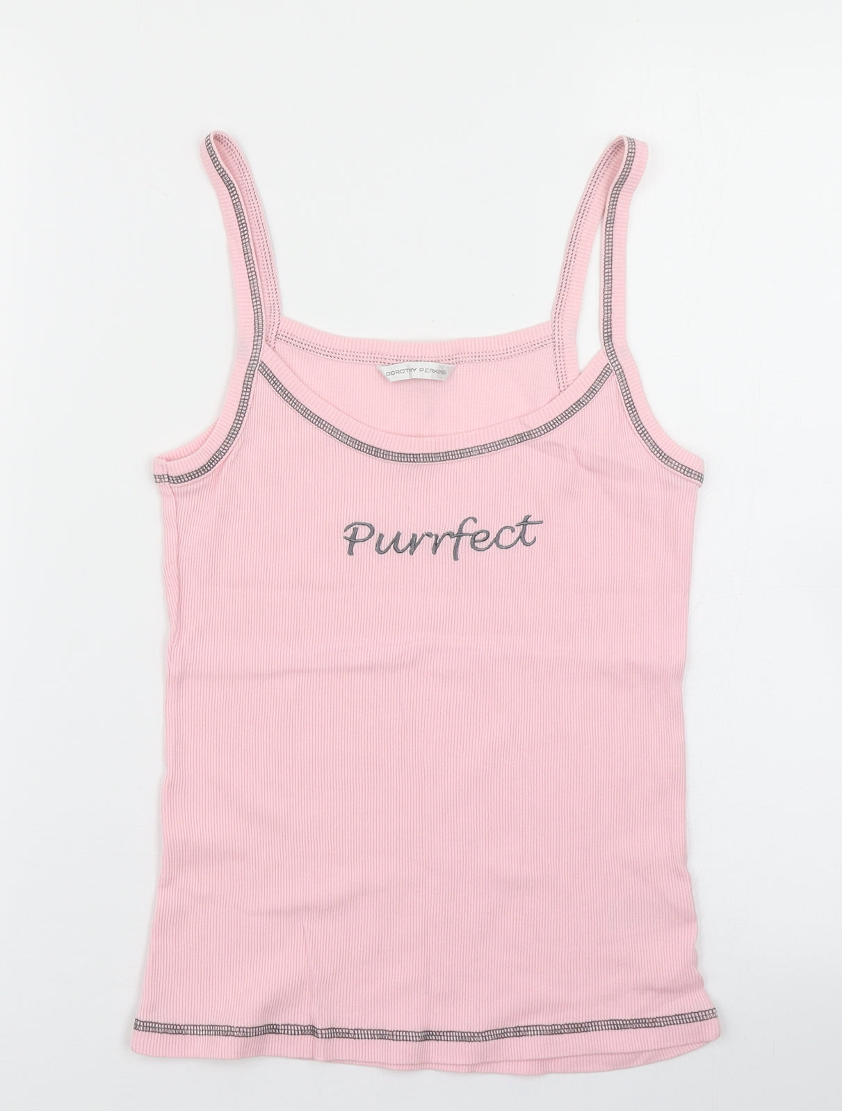 Dorothy Perkins Womens Pink  Cotton Basic Tank Size M Round Neck - purrfect