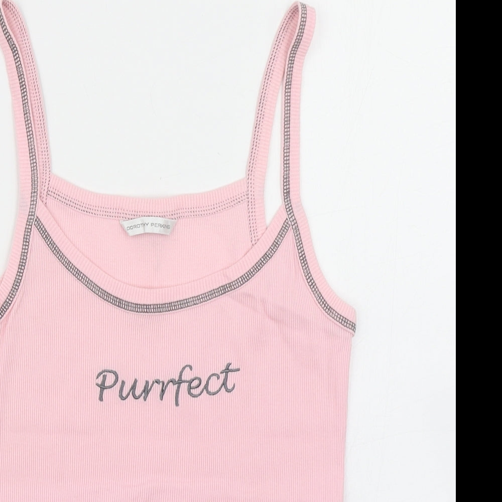 Dorothy Perkins Womens Pink  Cotton Basic Tank Size M Round Neck - purrfect