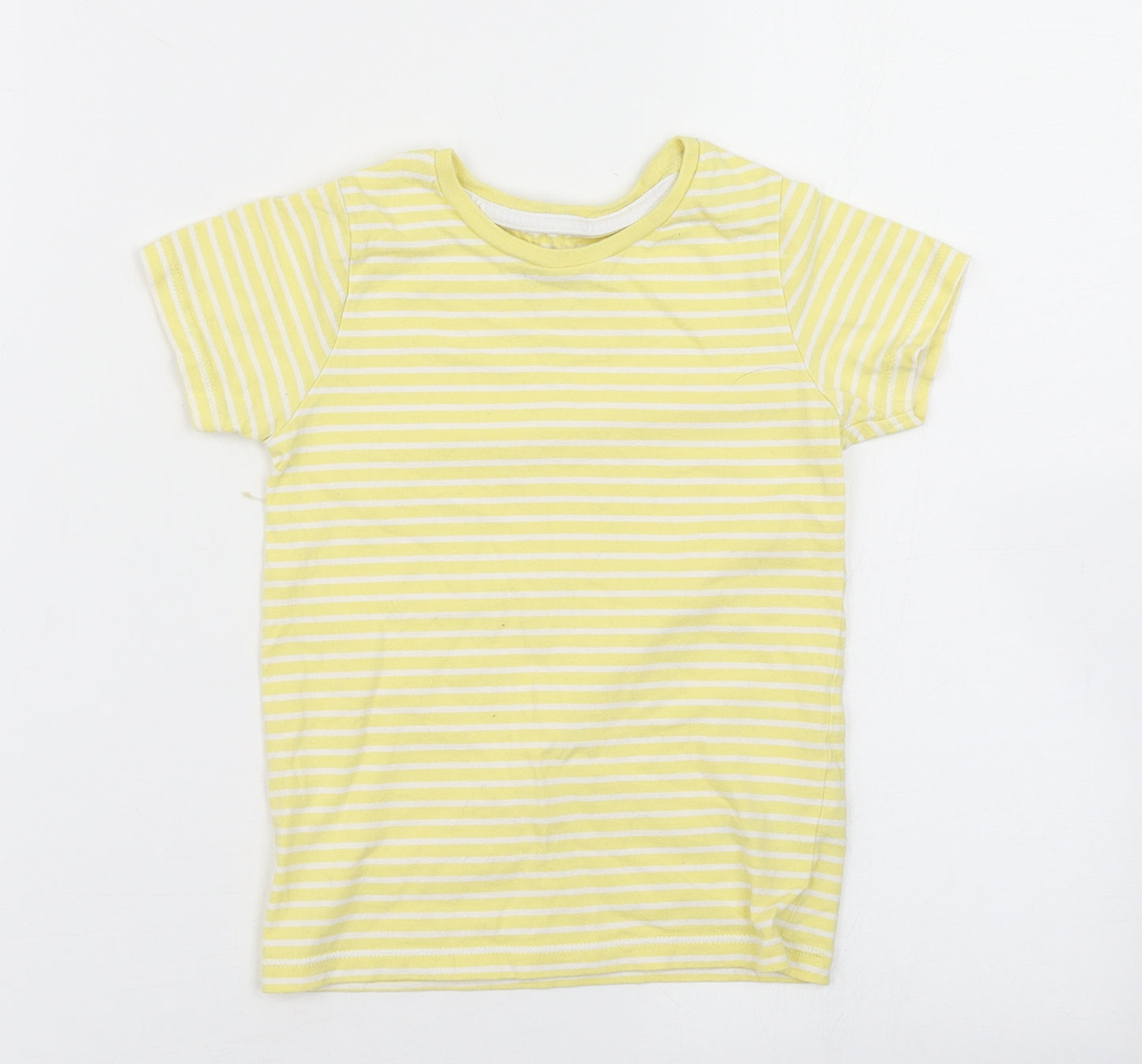 Nutmeg Girls Yellow Striped Cotton Basic T-Shirt Size 4-5 Years Crew Neck