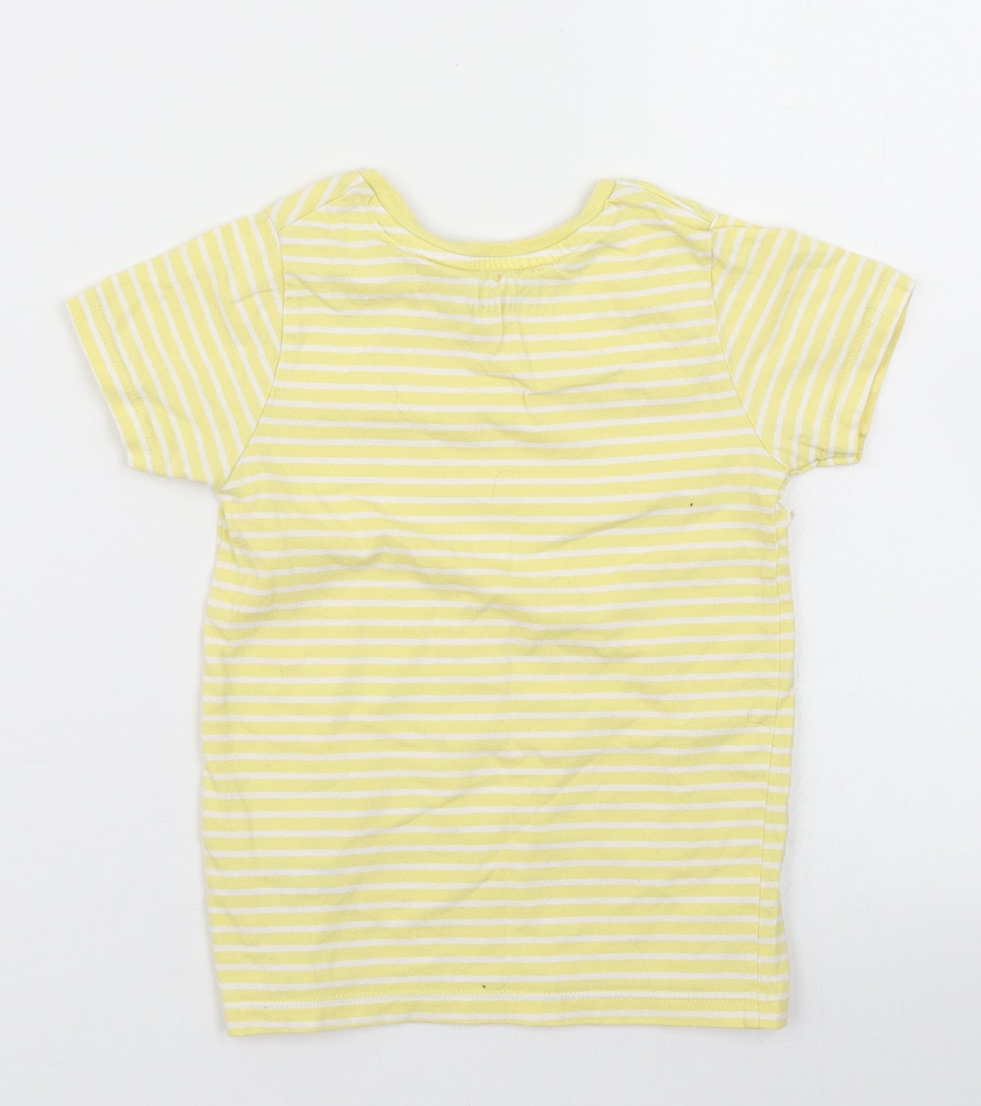 Nutmeg Girls Yellow Striped Cotton Basic T-Shirt Size 4-5 Years Crew Neck