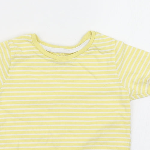 Nutmeg Girls Yellow Striped Cotton Basic T-Shirt Size 4-5 Years Crew Neck