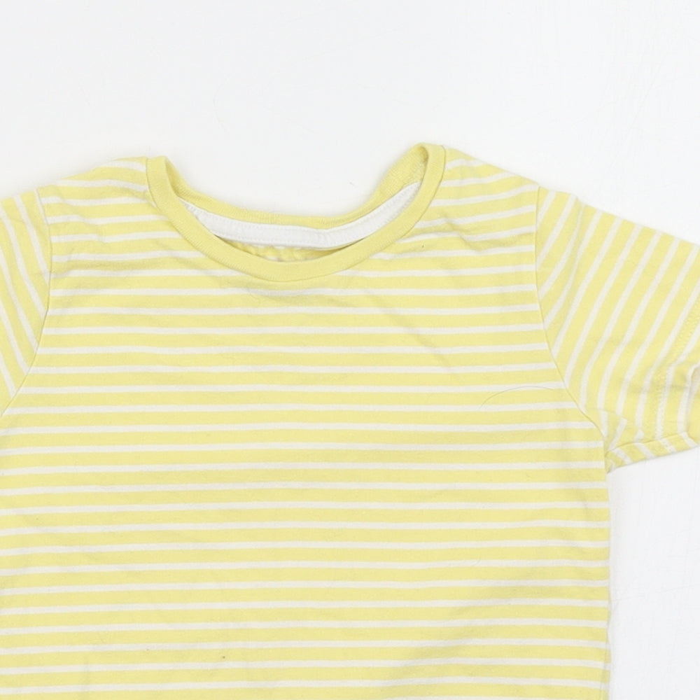 Nutmeg Girls Yellow Striped Cotton Basic T-Shirt Size 4-5 Years Crew Neck