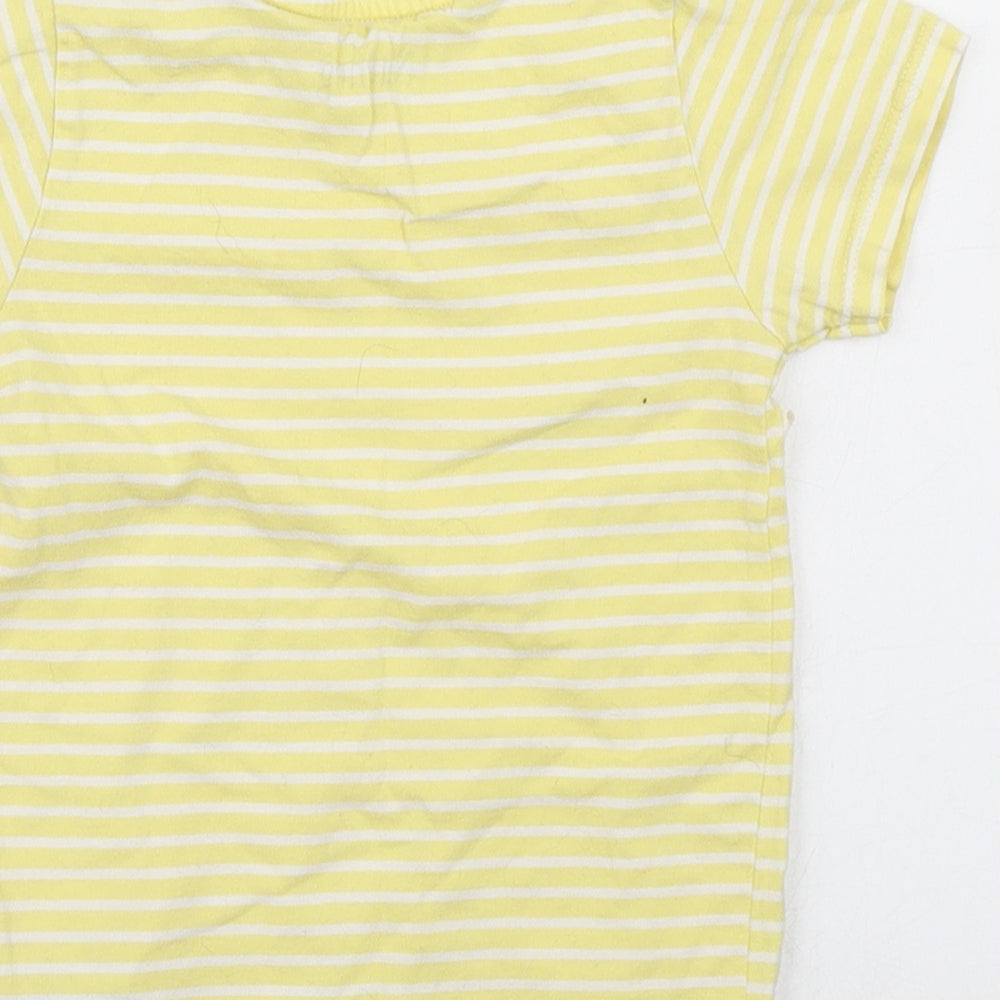 Nutmeg Girls Yellow Striped Cotton Basic T-Shirt Size 4-5 Years Crew Neck