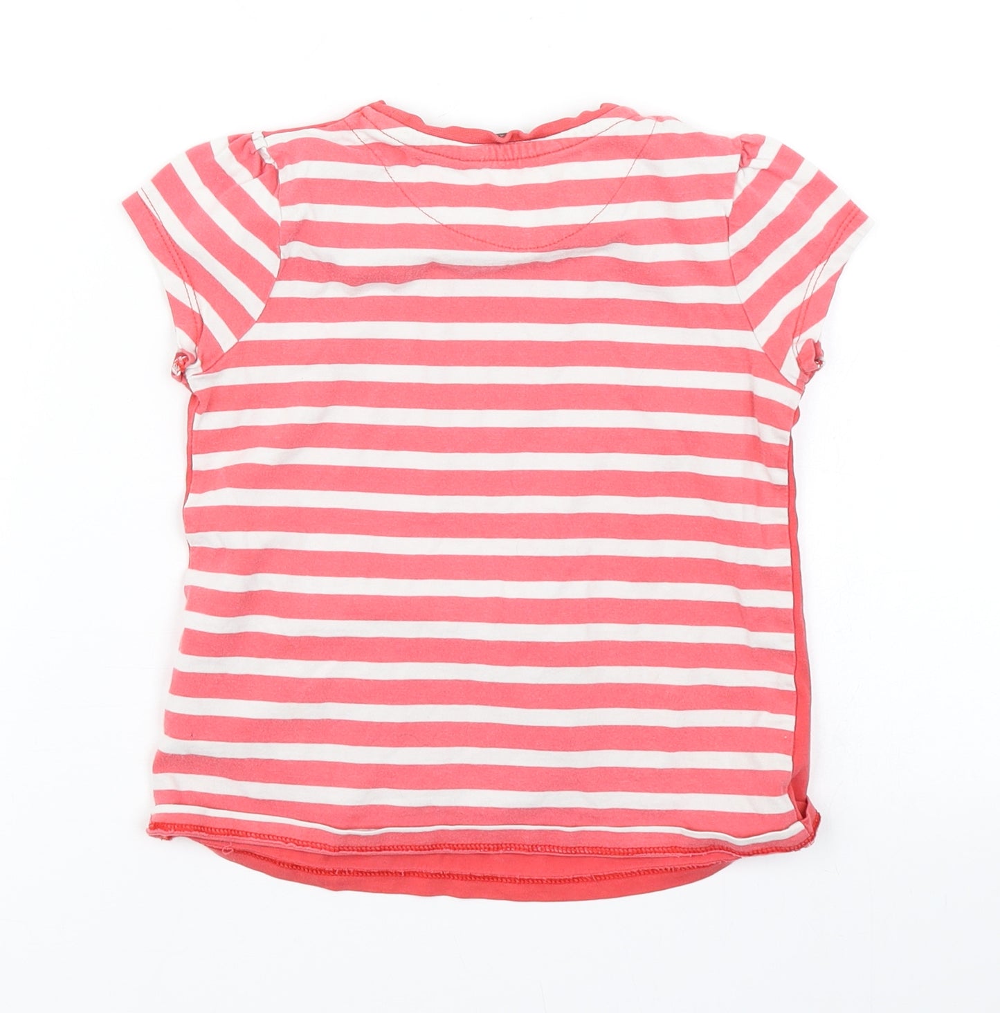 George Girls Pink Striped Cotton Basic T-Shirt Size 5-6 Years Crew Neck  - Cat
