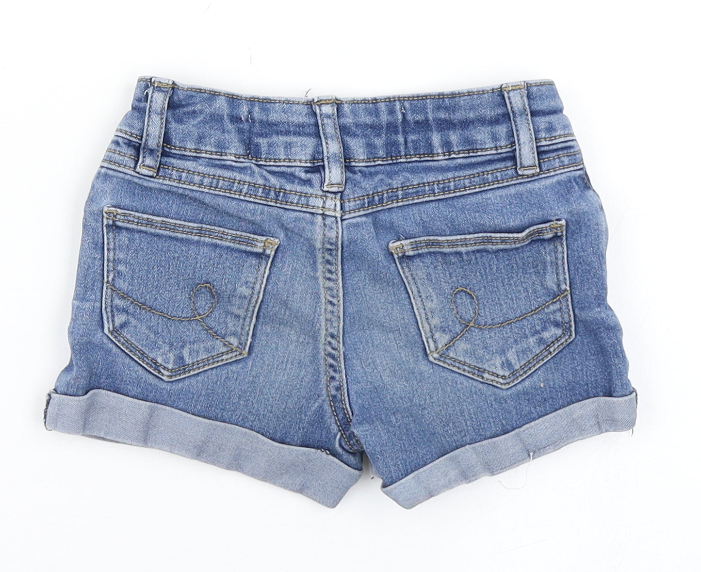 Denim co. Girls Blue  Cotton Mom Shorts Size 2-3 Years  Regular Snap
